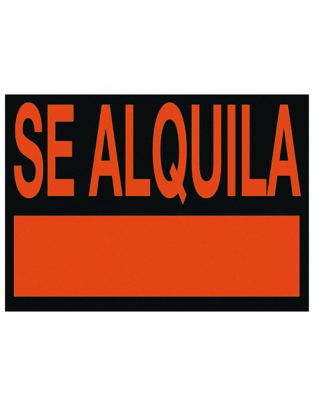 Cartel plastico archivo 2000 /'se alquila/' rojo fluorescente 700x500 mm