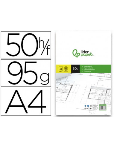 Bloc papel vegetal liderpapel encolado 50 hojas 210x297 mm 95 g
