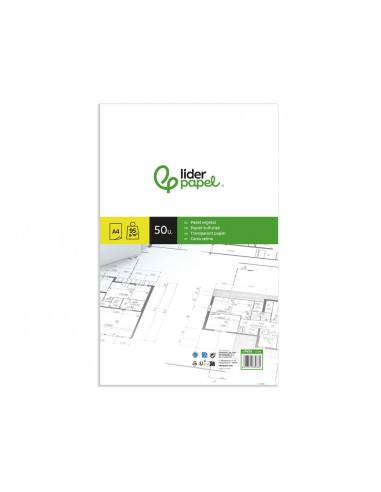 Bloc papel vegetal liderpapel encolado 50 hojas 210x297 mm 95 g