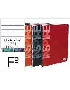 Cuaderno espiral liderpapel folio inspire tapa dura 80h 60 gr horizontal con margen colores surtidos