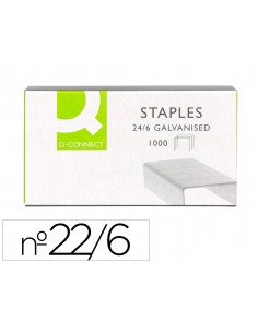 Grapas q-connect nº 22/6 24/6 galvanizadas caja de 1000 unidades
