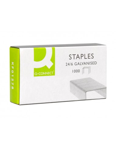 Grapas q-connect nº 22/6 24/6 galvanizadas caja de 1000 unidades