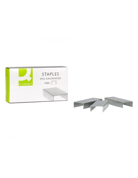 Grapas q-connect nº 22/6 24/6 galvanizadas caja de 1000 unidades Grapas q-connect nº 22/6 24/6 galvanizadas caja de 1000 unidades
