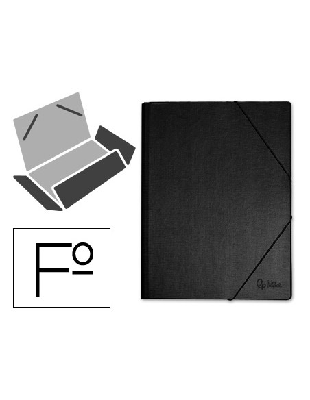 Carpeta liderpapel gomas tres solapas plastico folio color negro