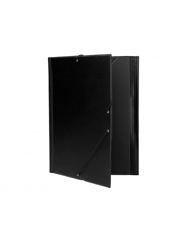 Carpeta liderpapel gomas tres solapas plastico folio color negro