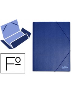 Carpeta liderpapel gomas tres solapas plastico folio color azul