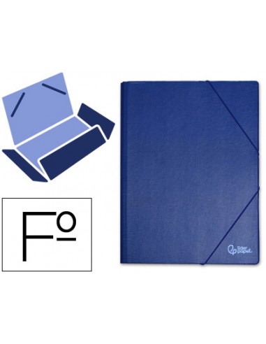Carpeta liderpapel gomas tres solapas plastico folio color azul