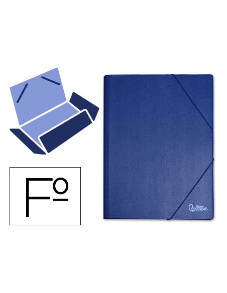 Carpeta liderpapel gomas tres solapas plastico folio color azul