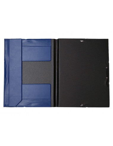 Carpeta liderpapel gomas tres solapas plastico folio color azul