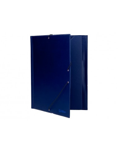 Carpeta liderpapel gomas tres solapas plastico folio color azul