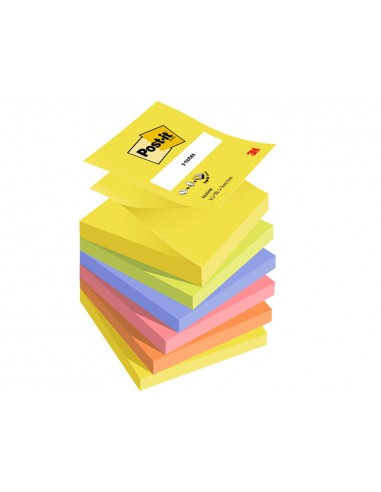 Bloc de notas adhesivas quita y pon post-it 76x76 mm z-notesultra intenso pack de 6 blocs surtido