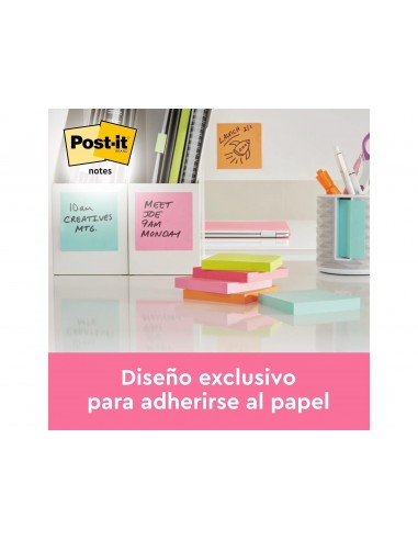 Bloc de notas adhesivas quita y pon post-it 76x76 mm z-notesultra intenso pack de 6 blocs surtido