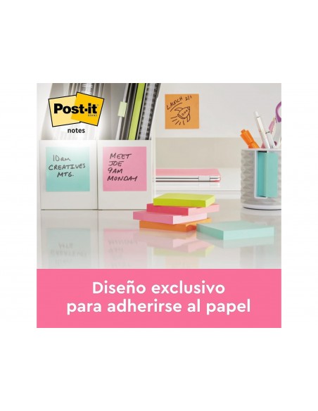Bloc de notas adhesivas quita y pon post-it 76x76 mm z-notesultra intenso pack de 6 blocs surtido