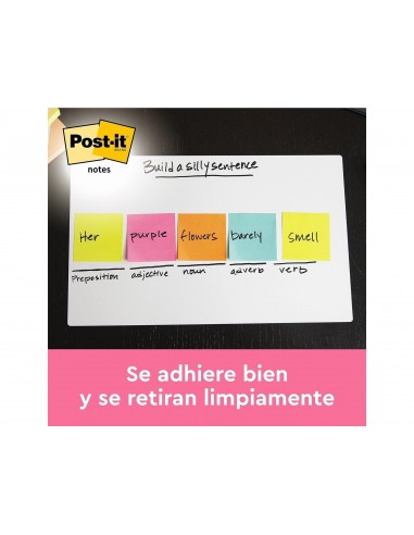 Bloc de notas adhesivas quita y pon post-it 76x76 mm z-notesultra intenso pack de 6 blocs surtido