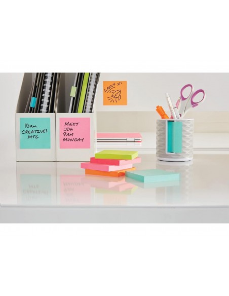 Bloc de notas adhesivas quita y pon post-it 76x76 mm z-notesultra intenso pack de 6 blocs surtido