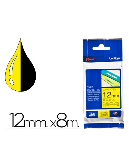 Cinta brother tze631 amarillo-negro 12mm longitud 8 m