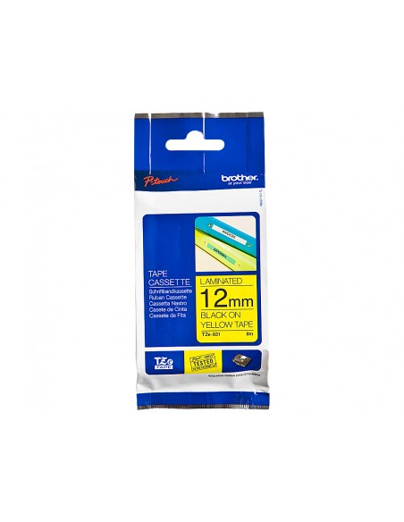 Cinta brother tze631 amarillo-negro 12mm longitud 8 m