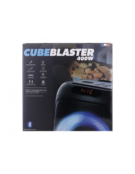 Karaoke tnb cube blaster 40 w bluetooth con luces led y 2 microfonos color negro