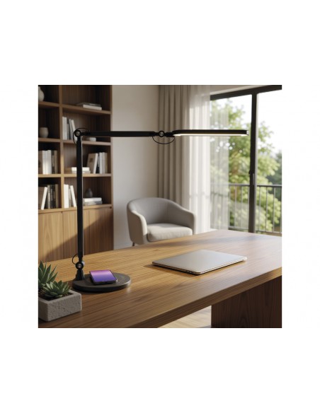 Lampara de escritorio maul led 3 niveles intensidad luz cabezal y brazo inclinable con carga inductiva qi color Lampara de escritorio maul led 3 niveles intensidad luz cabezal y brazo inclinable con carga inductiva qi color