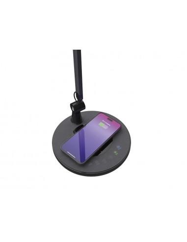 Lampara de escritorio maul led 3 niveles intensidad luz cabezal y brazo inclinable con carga inductiva qi color