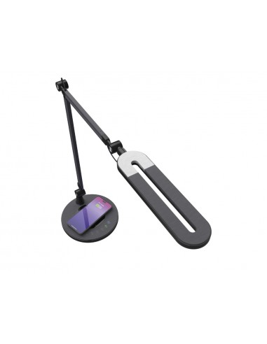 Lampara de escritorio maul led 3 niveles intensidad luz cabezal y brazo inclinable con carga inductiva qi color