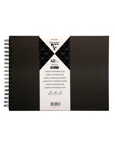 Album espiral para personalizar clairefontaine tapa dura negra 32x24 cm 40 hojas 185 gr