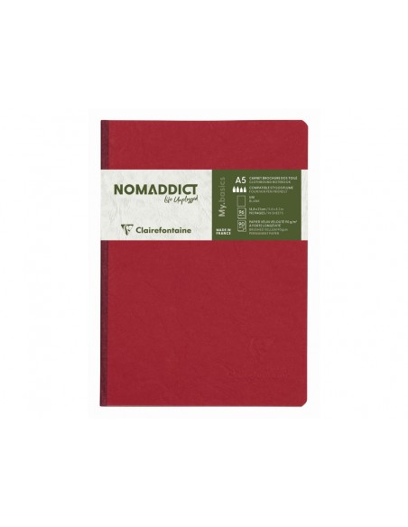 Libreta cosida clairefontaine 14,8x21 cm 96 hojas age-bag liso rojo