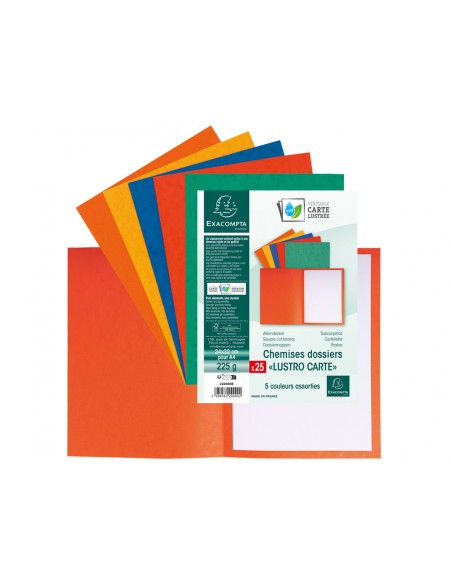 Subcarpeta cartulina lustrada exacompta din a4 paquete de 25 unidades colores surtidos 225 gr