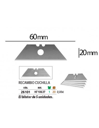 Repuesto cuter q-connect ancho para modelos kf10633/kf14624 cuchilla 18 mm blister 5 unidades