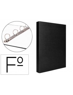 Carpeta de 4 anillas 25mm mixtas liderpapel folio carton forrado paper coat negra