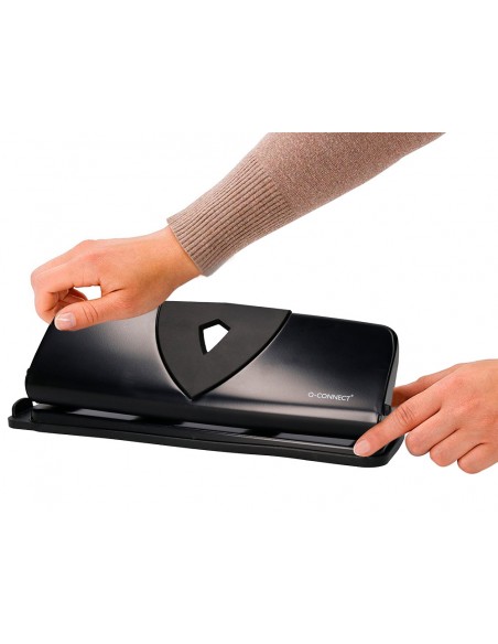 Taladrador q-connect kf01238 negro 4 taladros abertura 1,6 mm capacidad 16 hojas