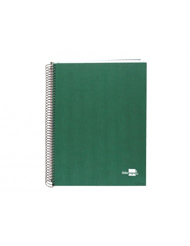 Cuaderno espiral liderpapel a5 micro papercoat tapa forrada 140h 75gr cuadro5mm 5 banda s 6 taladros verde