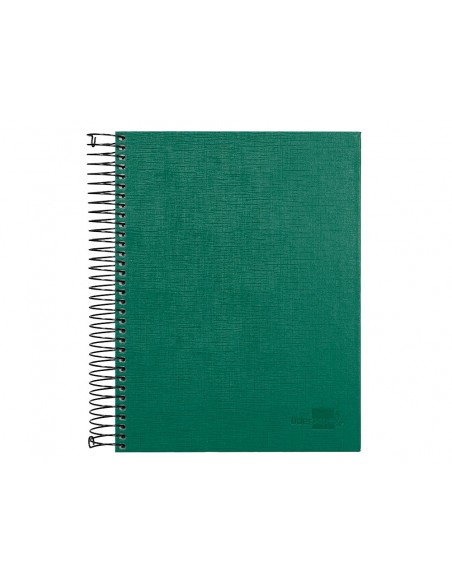 Cuaderno espiral liderpapel a5 micro papercoat tapa forrada 140h 75gr cuadro5mm 5 banda s 6 taladros verde