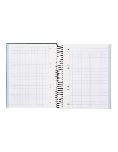 Cuaderno espiral liderpapel a5 micro papercoat tapa forrada 140h 75gr cuadro5mm 5 banda s 6 taladros verde