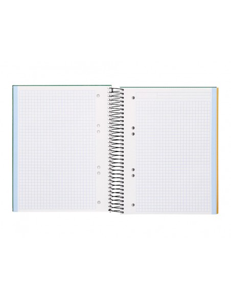 Cuaderno espiral liderpapel a5 micro papercoat tapa forrada 140h 75gr cuadro5mm 5 banda s 6 taladros verde