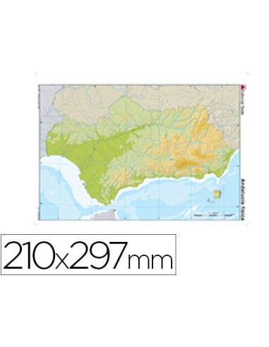 Mapa mudo color din a4 andalucia fisico