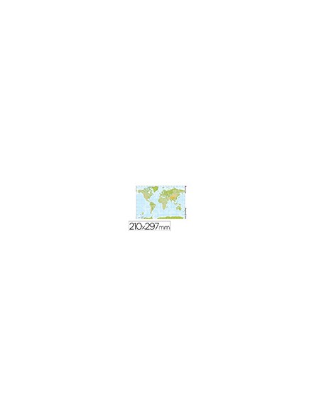 Mapa mudo color din a4 planisferio fisico