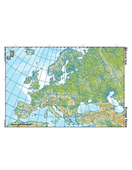 Mapa mudo color din a4 europa fisico