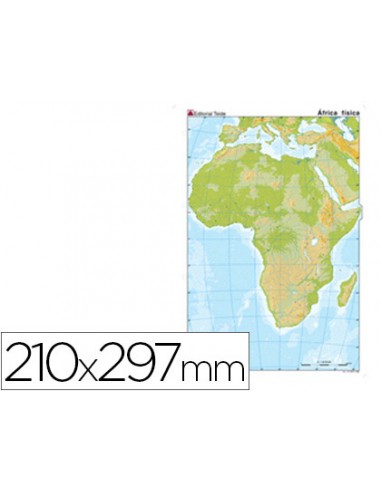 Mapa mudo color din a4 africa fisico