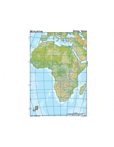 Mapa mudo color din a4 africa fisico