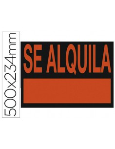 Cartel plastico archivo 2000 /'se alquila/' rojo fotoluminiscente 500x230 mm