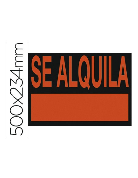 Cartel plastico archivo 2000 /'se alquila/' rojo fotoluminiscente 500x230 mm