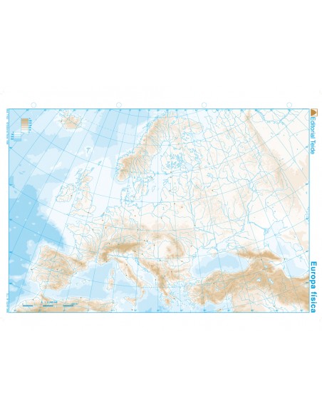 Mapa mudo b/n din a4 europa fisico