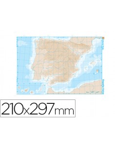 Mapa mudo b/n din a4 españa fisico