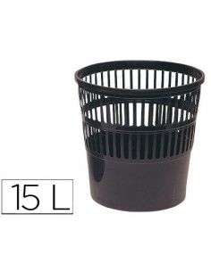 Papelera plastico q-connect 15 litros rejilla color negro 285x290 mm