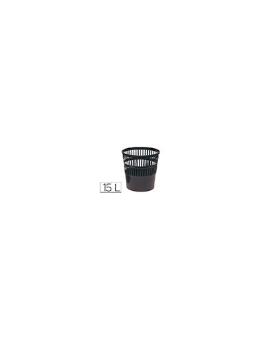Papelera plastico q-connect 15 litros rejilla color negro 285x290 mm