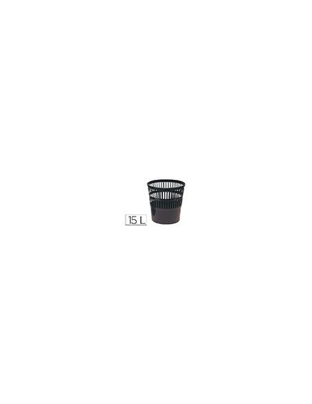 Papelera plastico q-connect 15 litros rejilla color negro 285x290 mm