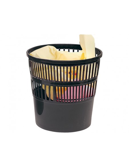 Papelera plastico q-connect 15 litros rejilla color negro 285x290 mm