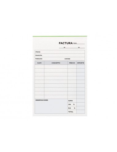 Talonario liderpapel facturas 8º original t100 con i.v.a.