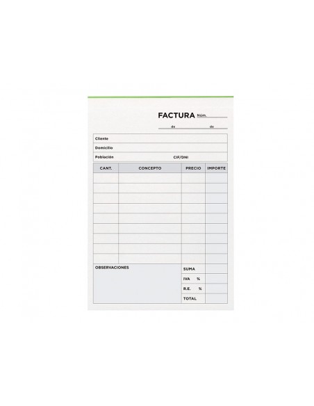 Talonario liderpapel facturas 8º original t100 con i.v.a.